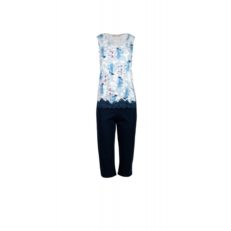 S753 - Type - PIJAMA BLUE FLOWERS CAPRI- (S753) S753 - Type - PIJAMA BLUE FLOWERS CAPRI- (S753)