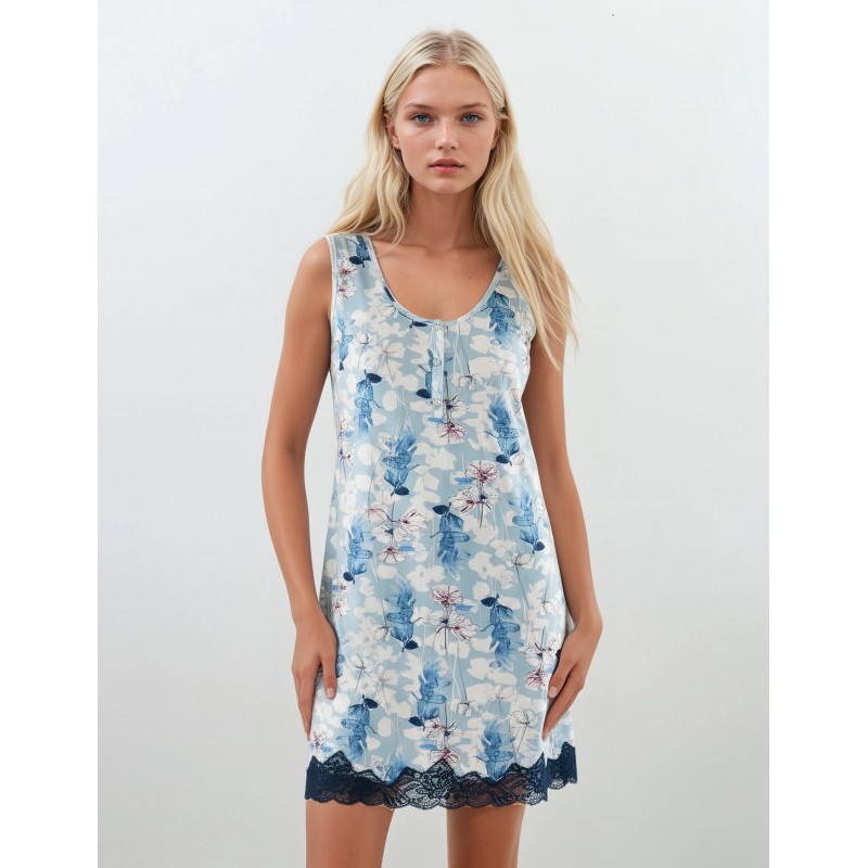 S754 - Type - NIGHTGOWN BLUE FLOWERS- (S754) S754 - Type - NIGHTGOWN BLUE FLOWERS- (S754)