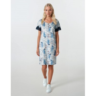 S755 - Type - NIGHTGOWN BLUE FLOWERS- (S755)