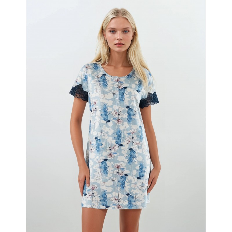 S755 - Type - NIGHTGOWN BLUE FLOWERS- (S755) S755 - Type - NIGHTGOWN BLUE FLOWERS- (S755)