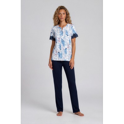 S756 - Type - PIJAMA BLUE FLOWERS LONG PANTS- (S756)