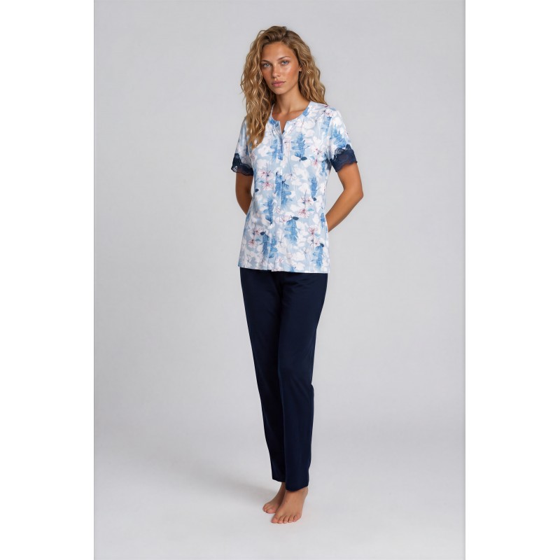 S756 - Type - PIJAMA BLUE FLOWERS LONG PANTS- (S756) S756 - Type - PIJAMA BLUE FLOWERS LONG PANTS- (S756)