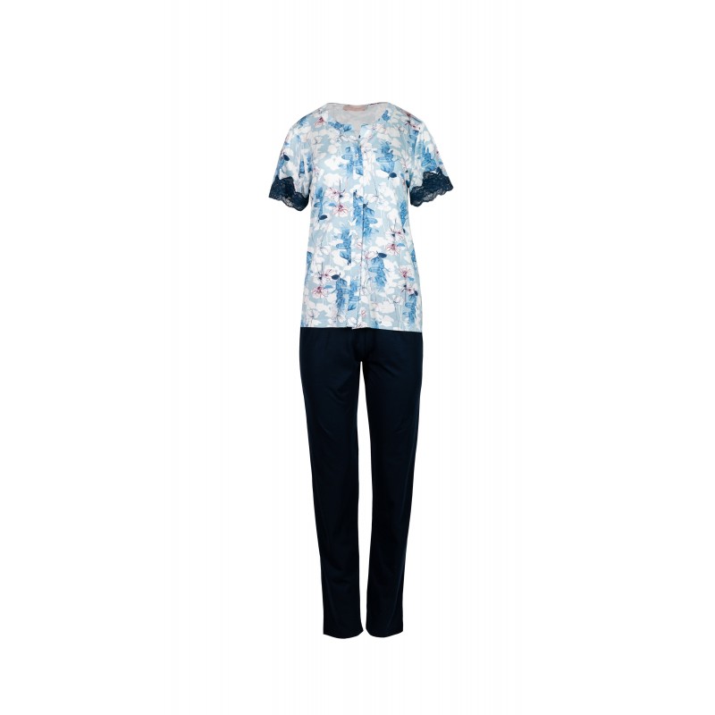S756 - Type - PIJAMA BLUE FLOWERS LONG PANTS- (S756) S756 - Type - PIJAMA BLUE FLOWERS LONG PANTS- (S756)