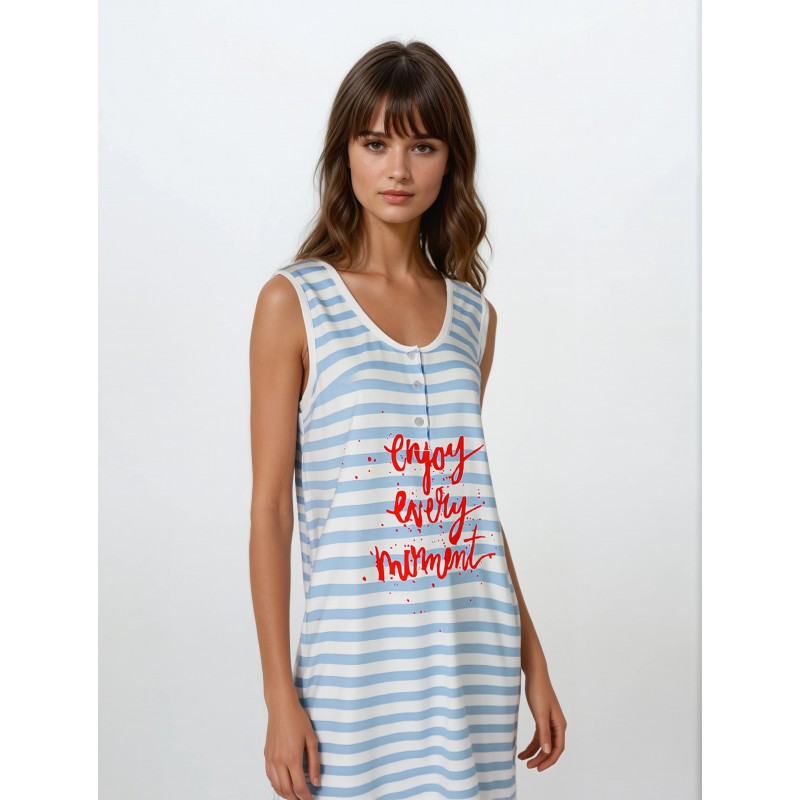 S761 - Coral - NIGHTGOWN STRIPES- (S761) S761 - Coral - NIGHTGOWN STRIPES- (S761)