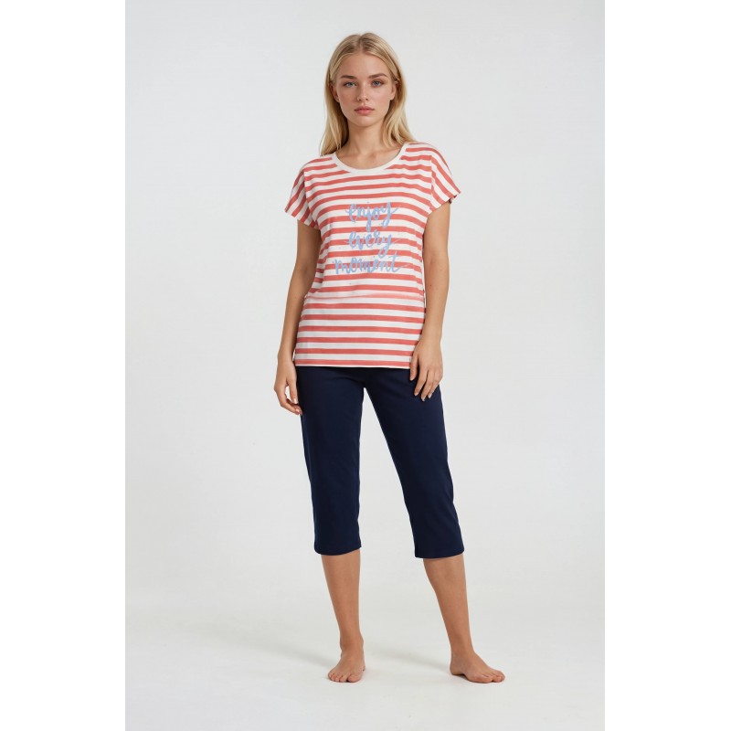 S763 - Coral - HOMEWEAR STRIPES- (S763) S763 - Coral - HOMEWEAR STRIPES- (S763)