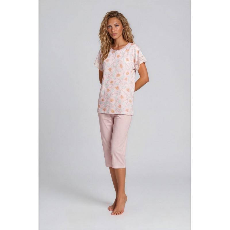 S777 - Type - PIJAMA BLOSSOM STRIPE CAPRI- (S777) S777 - Type - PIJAMA BLOSSOM STRIPE CAPRI- (S777)