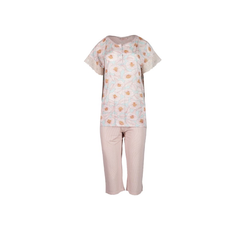 S777 - Type - PIJAMA BLOSSOM STRIPE CAPRI- (S777) S777 - Type - PIJAMA BLOSSOM STRIPE CAPRI- (S777)