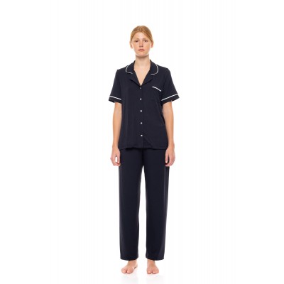 SN-202 - Yacht Blue - PYJAMA BUTTONED LONG BAMBOO NOS- (SN-202)