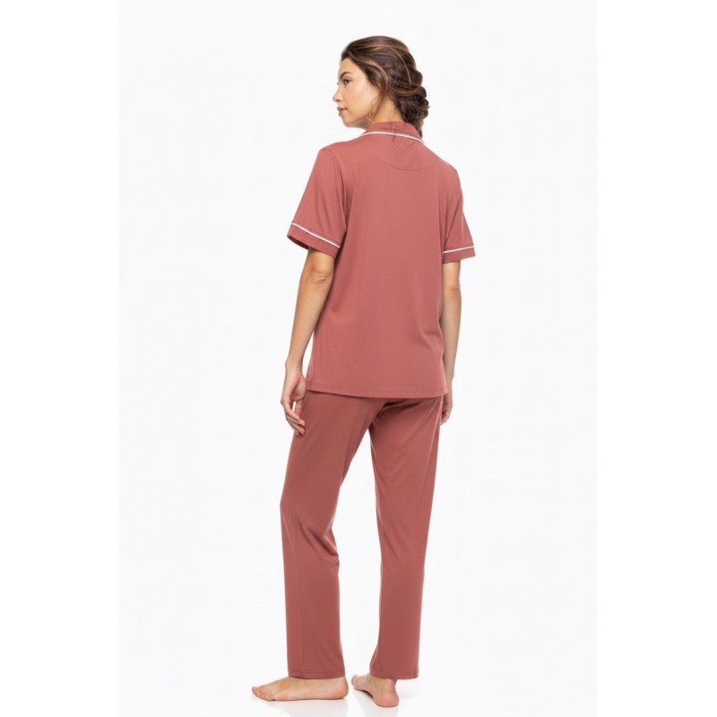 SN-202 - Peach Pink - PYJAMA BUTTONED LONG BAMBOO NOS- (SN-202) SN-202 - Peach Pink - PYJAMA BUTTONED LONG BAMBOO NOS- (SN-202)