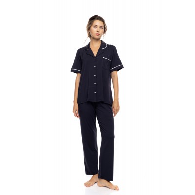 SN-202 - Yacht Blue - PYJAMA BUTTONED LONG BAMBOO NOS- (SN-202)