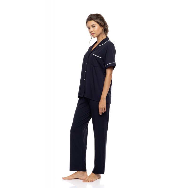 SN-202 - Yacht Blue - PYJAMA BUTTONED LONG BAMBOO NOS- (SN-202) SN-202 - Yacht Blue - PYJAMA BUTTONED LONG BAMBOO NOS- (SN-202)