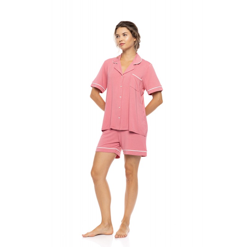 SN-203 - White - PYJAMA BUTTONED SHORT BAMBOO NOS- (SN-203)