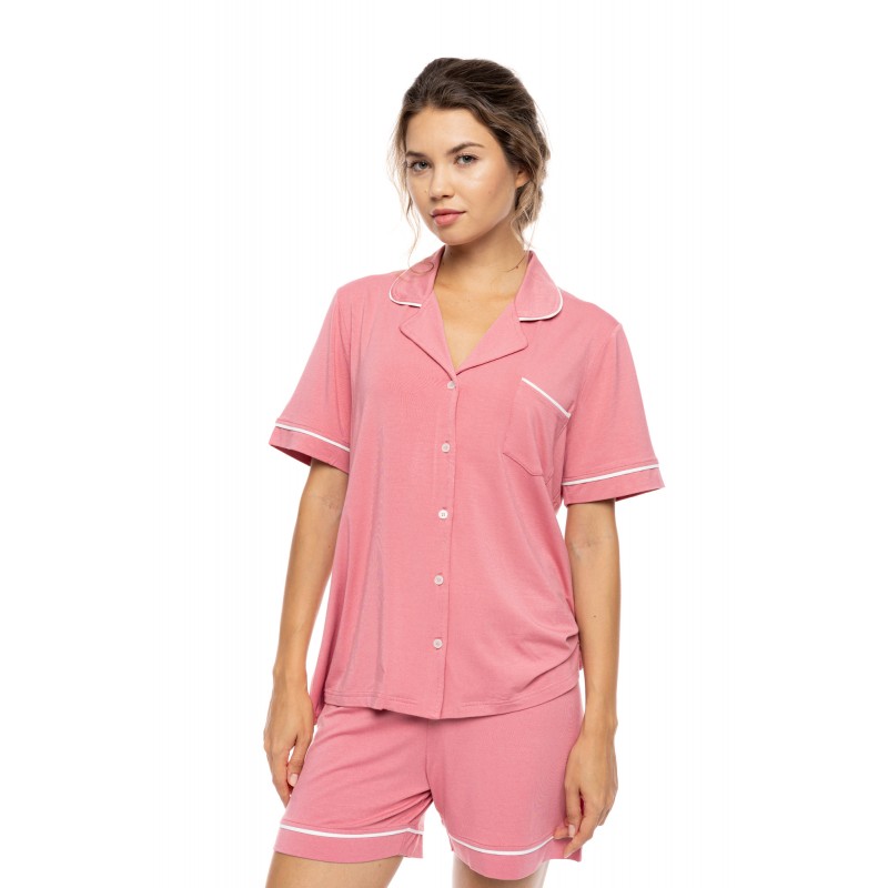 SN-203 - White - PYJAMA BUTTONED SHORT BAMBOO NOS- (SN-203)