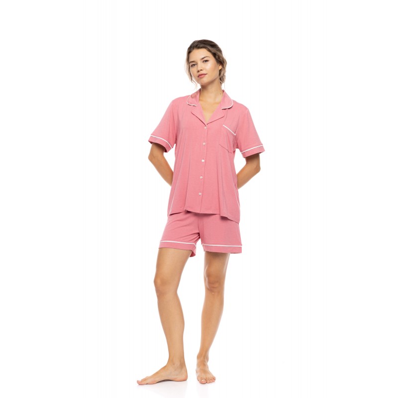 SN-203 - Peach Pink - PYJAMA BUTTONED SHORT BAMBOO NOS- (SN-203) SN-203 - Peach Pink - PYJAMA BUTTONED SHORT BAMBOO NOS- (SN-203)