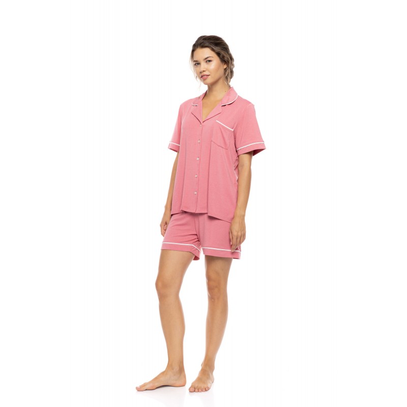 SN-203 - Peach Pink - PYJAMA BUTTONED SHORT BAMBOO NOS- (SN-203) SN-203 - Peach Pink - PYJAMA BUTTONED SHORT BAMBOO NOS- (SN-203)