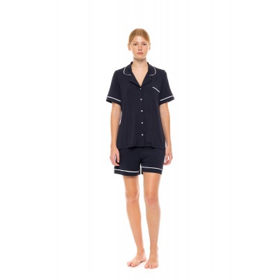SN-203 - Yacht Blue - PYJAMA BUTTONED SHORT BAMBOO NOS- (SN-203)