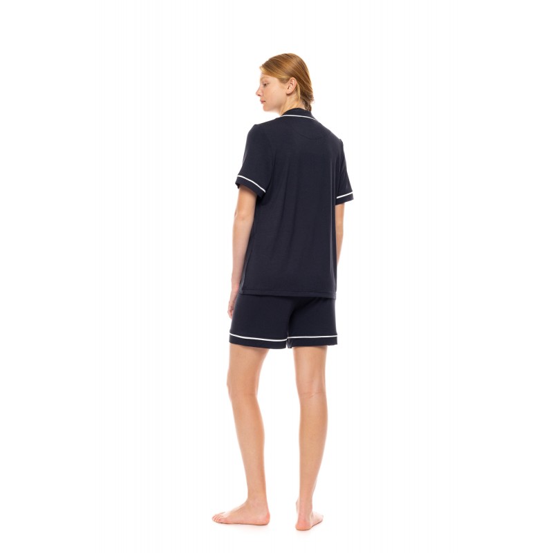 SN-203 - Yacht Blue - PYJAMA BUTTONED SHORT BAMBOO NOS- (SN-203)