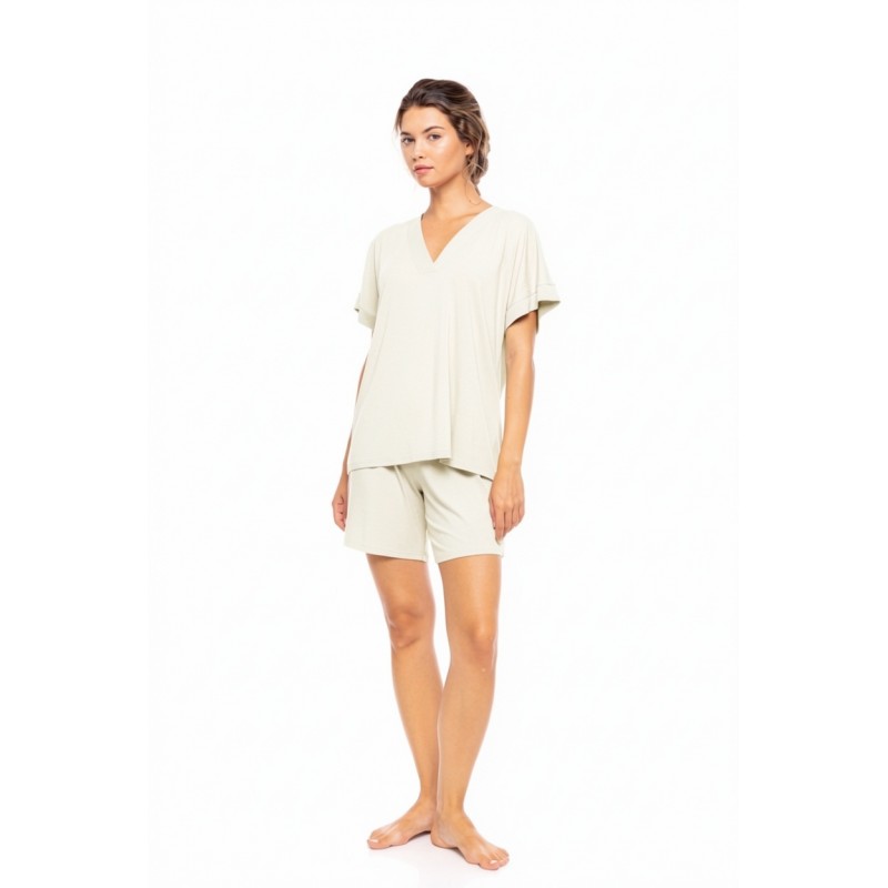SN-206 - White - PYJAMA SHORTS BAMBOO NOS- (SN-206)