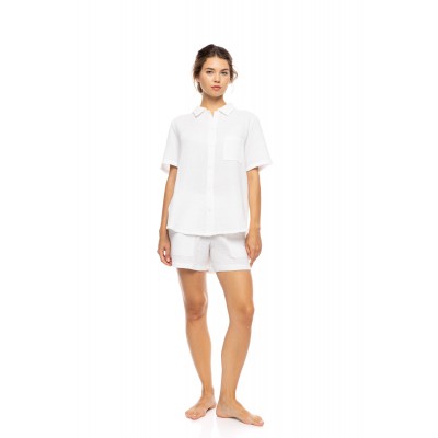 SN-220 - White - PYJAMA BUTTONED SHORTS SUMMER NIGHTS- (SN-220)