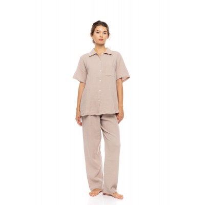 SN-221 - Indigo Blue - PYJAMA BUTTONED LONG PANTS SUMMER NIGHTS- (SN-221)