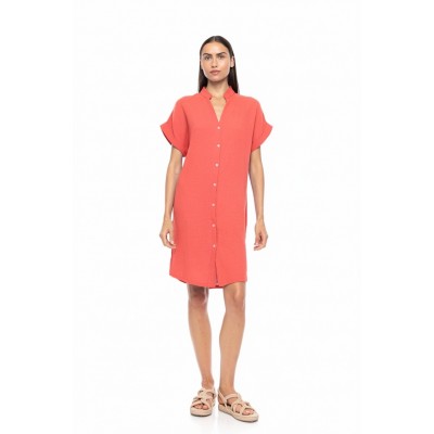 SN-222 - Coral - DRESS BUTTONED SUMMER NIGHTS- (SN-222)