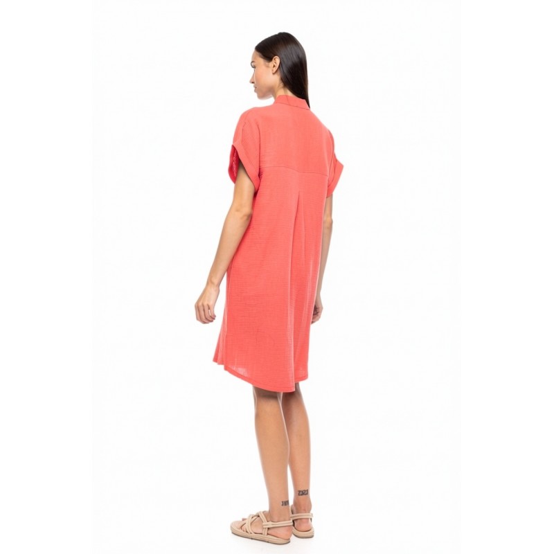 SN-222 - Coral - DRESS BUTTONED SUMMER NIGHTS- (SN-222)