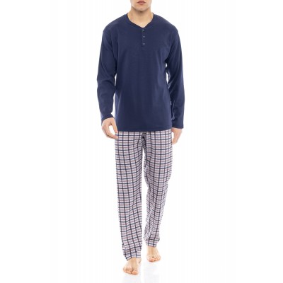 W-M618 - Yacht Blue - PYJAMA BLUE-RED PLAID- (W-M618)