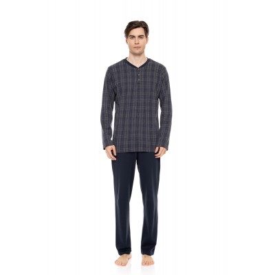 W-M702 - Type - PYJAMA JACQUARD BLUE GREY PLAID- (W-M702)