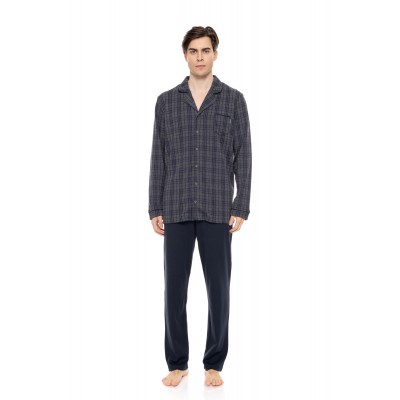 W-M703 - Type - PYJAMA JACQUARD BLUE GREY PLAID- (W-M703)