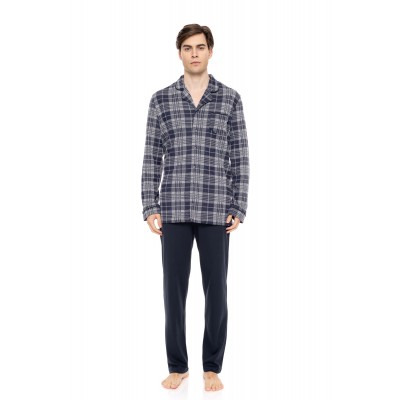 W-M721 - Type - PYJAMA JACQUARD BLUE GREY PLAID- (W-M721)