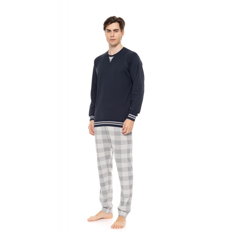 W-M722 - Yacht Blue - PYJAMA JACQUARD GREY PLAID- (W-M722) W-M722 - Yacht Blue - PYJAMA JACQUARD GREY PLAID- (W-M722)