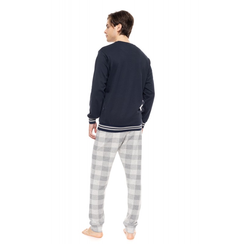 W-M722 - Yacht Blue - PYJAMA JACQUARD GREY PLAID- (W-M722) W-M722 - Yacht Blue - PYJAMA JACQUARD GREY PLAID- (W-M722)