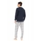 W-M722 - Yacht Blue - PYJAMA JACQUARD GREY PLAID- (W-M722) W-M722 - Yacht Blue - PYJAMA JACQUARD GREY PLAID- (W-M722)