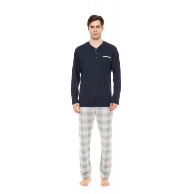 W-M724 - Yacht Blue - PYJAMA JACQUARD GREY PLAID- (W-M724)