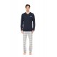 W-M724 - Yacht Blue - PYJAMA JACQUARD GREY PLAID- (W-M724) W-M724 - Yacht Blue - PYJAMA JACQUARD GREY PLAID- (W-M724)