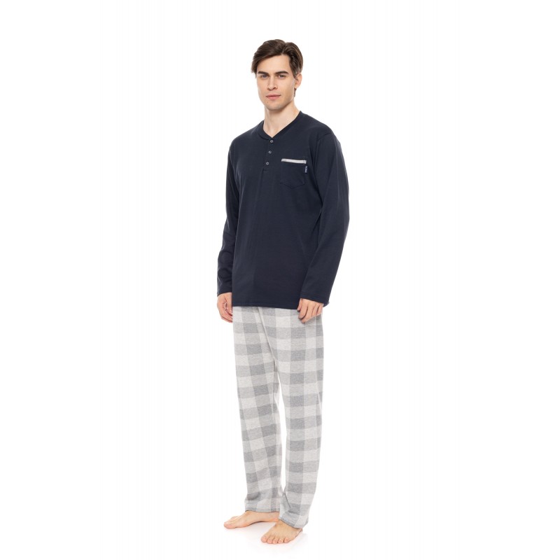 W-M724 - Yacht Blue - PYJAMA JACQUARD GREY PLAID- (W-M724) W-M724 - Yacht Blue - PYJAMA JACQUARD GREY PLAID- (W-M724)
