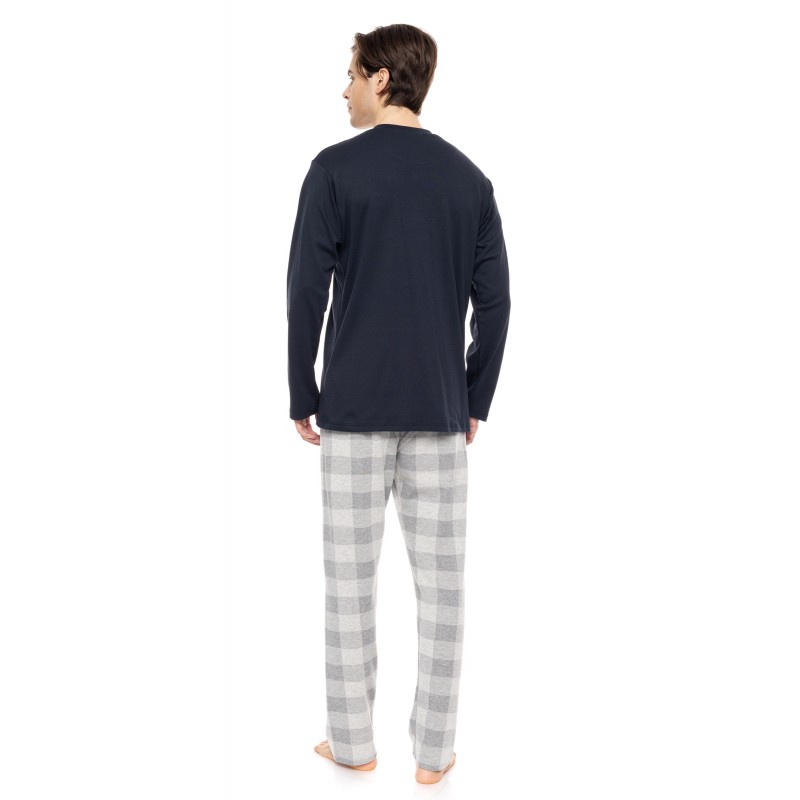 W-M724 - Yacht Blue - PYJAMA JACQUARD GREY PLAID- (W-M724) W-M724 - Yacht Blue - PYJAMA JACQUARD GREY PLAID- (W-M724)