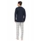 W-M724 - Yacht Blue - PYJAMA JACQUARD GREY PLAID- (W-M724) W-M724 - Yacht Blue - PYJAMA JACQUARD GREY PLAID- (W-M724)