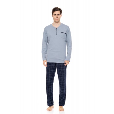 W-M738 - Blue Cloud - PYJAMA BLUE GEO PLAID- (W-M738) W-M738 - Blue Cloud - PYJAMA BLUE GEO PLAID- (W-M738)