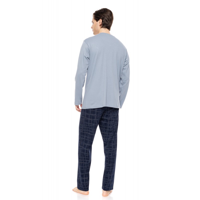 W-M738 - Blue Cloud - PYJAMA BLUE GEO PLAID- (W-M738)