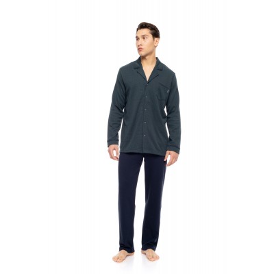 W-M760 - Type - PYJAMA BUTTONED JACQUARD FOREST GREEN- (W-M760)
