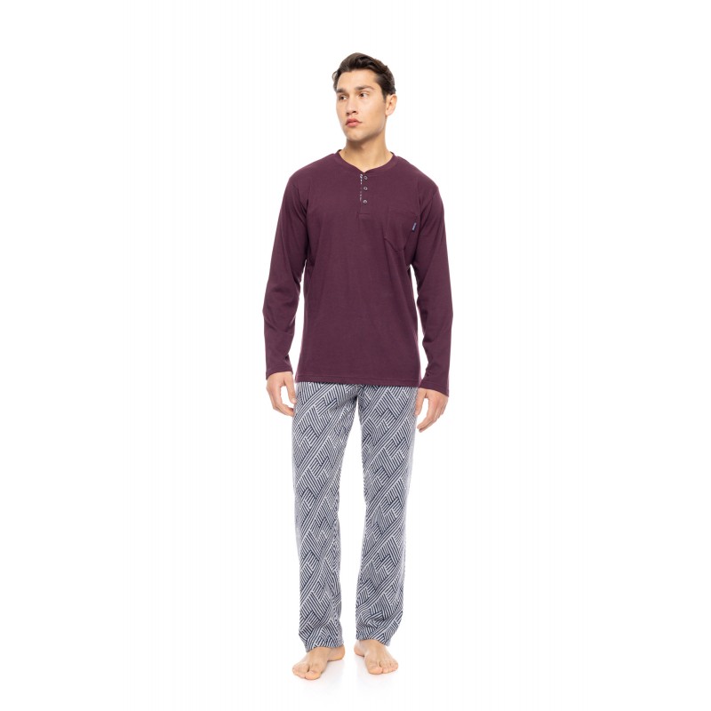 W-M772 - Bordo - PYJAMA JACQUARD HENRY STRIPES- (W-M772)