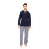 W-M773 - Yacht Blue - PYJAMA JACQUARD HENRY STRIPES- (W-M773)