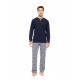 W-M773 - Yacht Blue - PYJAMA JACQUARD HENRY STRIPES- (W-M773)