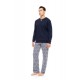 W-M773 - Yacht Blue - PYJAMA JACQUARD HENRY STRIPES- (W-M773)