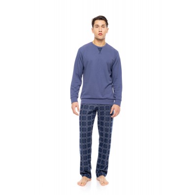 W-M775 - Cosmos Blue - PYJAMA JACQUARD DENIM PLAID- (W-M775) W-M775 - Cosmos Blue - PYJAMA JACQUARD DENIM PLAID- (W-M775)