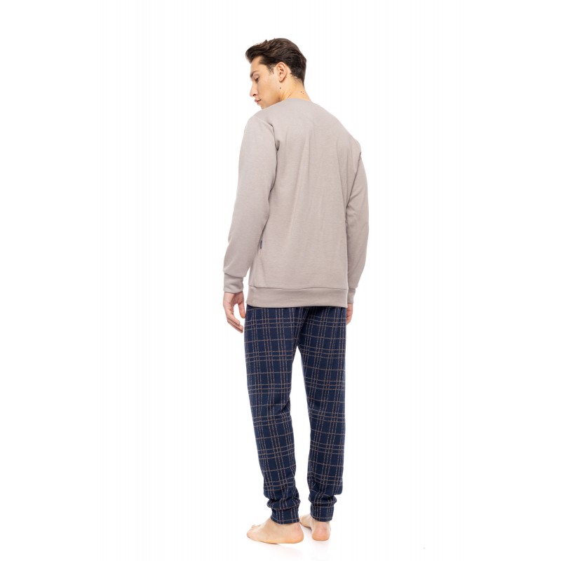 W-M782 - Sand - PYJAMA JACQUARD SAND BLUE PLAID- (W-M782)
