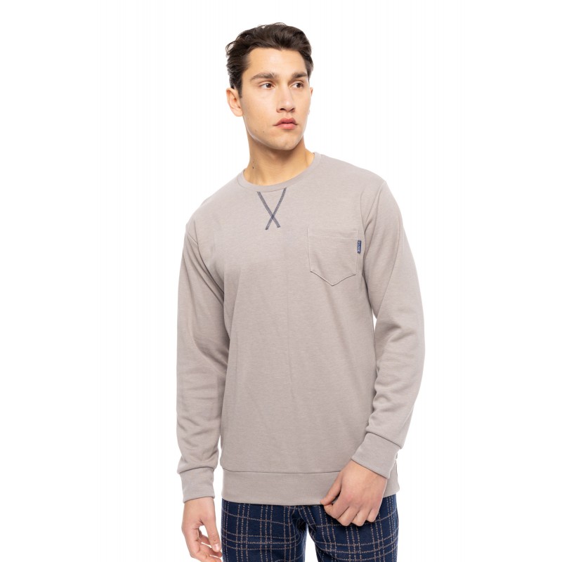W-M782 - Sand - PYJAMA JACQUARD SAND BLUE PLAID- (W-M782) W-M782 - Sand - PYJAMA JACQUARD SAND BLUE PLAID- (W-M782)