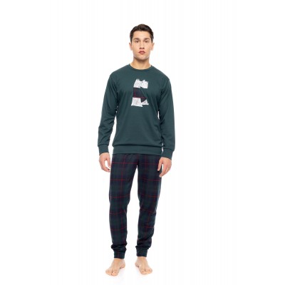 W-M784 - Bordo - PYJAMA JACQUARD PINE GREEN PLAID- (W-M784)