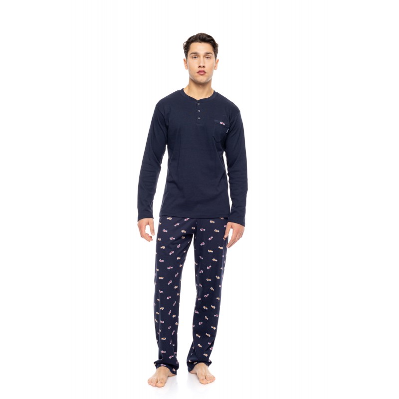 W-M801 - Yacht Blue - PYJAMA NAVY BLUE CARS- (W-M801)